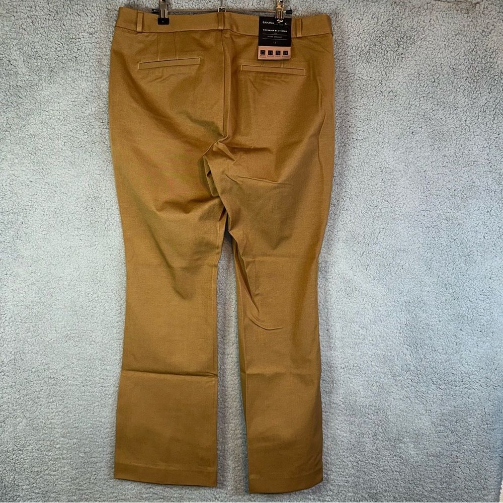 Banana Republic Pants Women's 12 Tan Sloan Straight Camel High Waist BI-Stretch - Picture 5 of 10